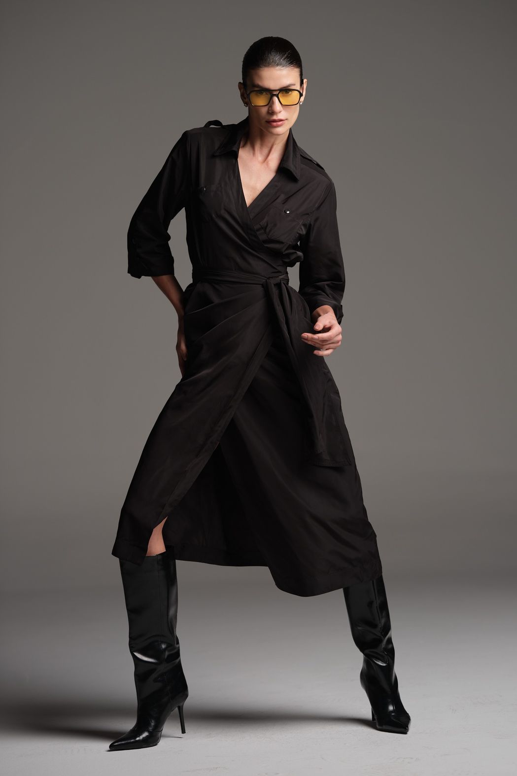 Vestido Tecido Tecnológico Preto Paula