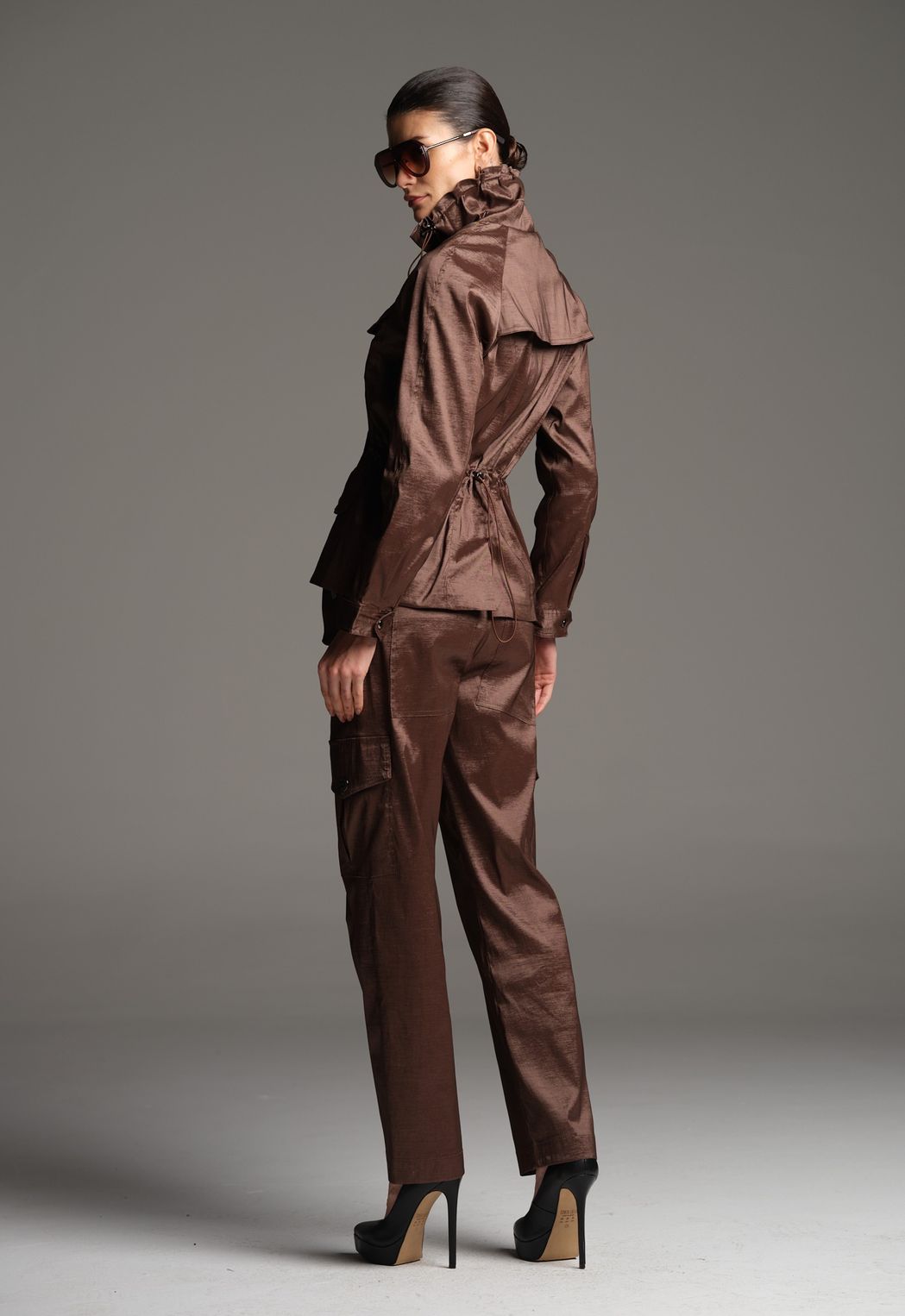 Parka Tafetá Chocolate Lorena