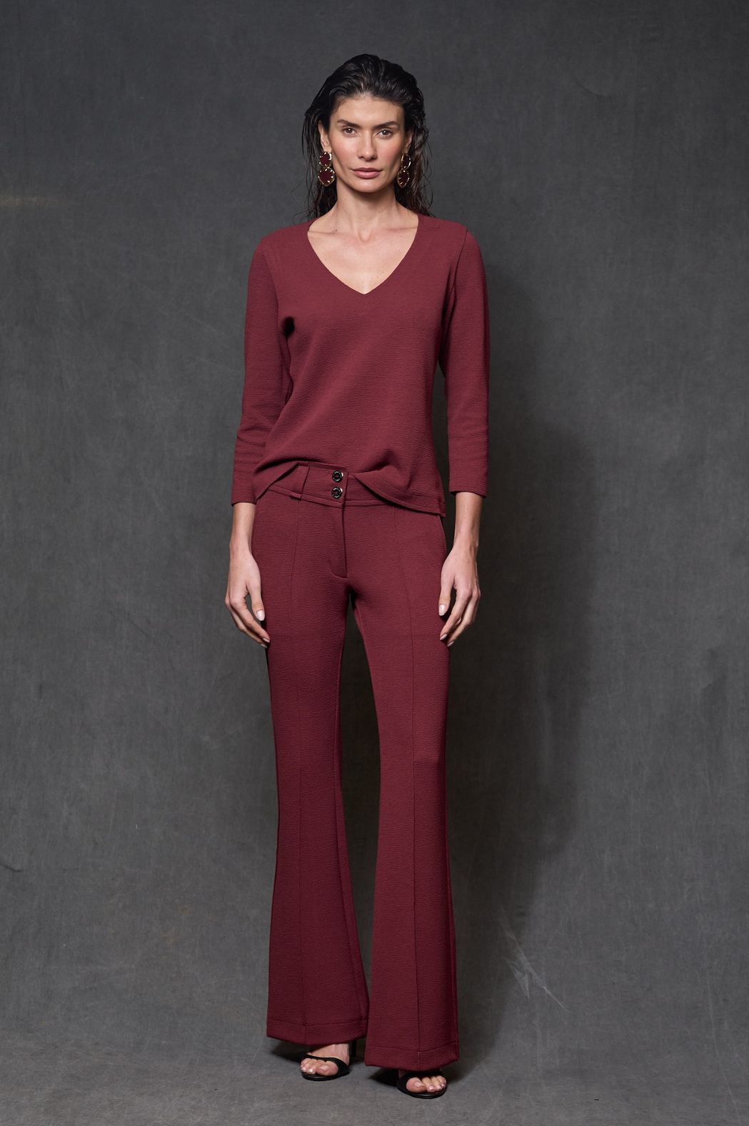 Blusa Malha Boucle Vinho Eloá