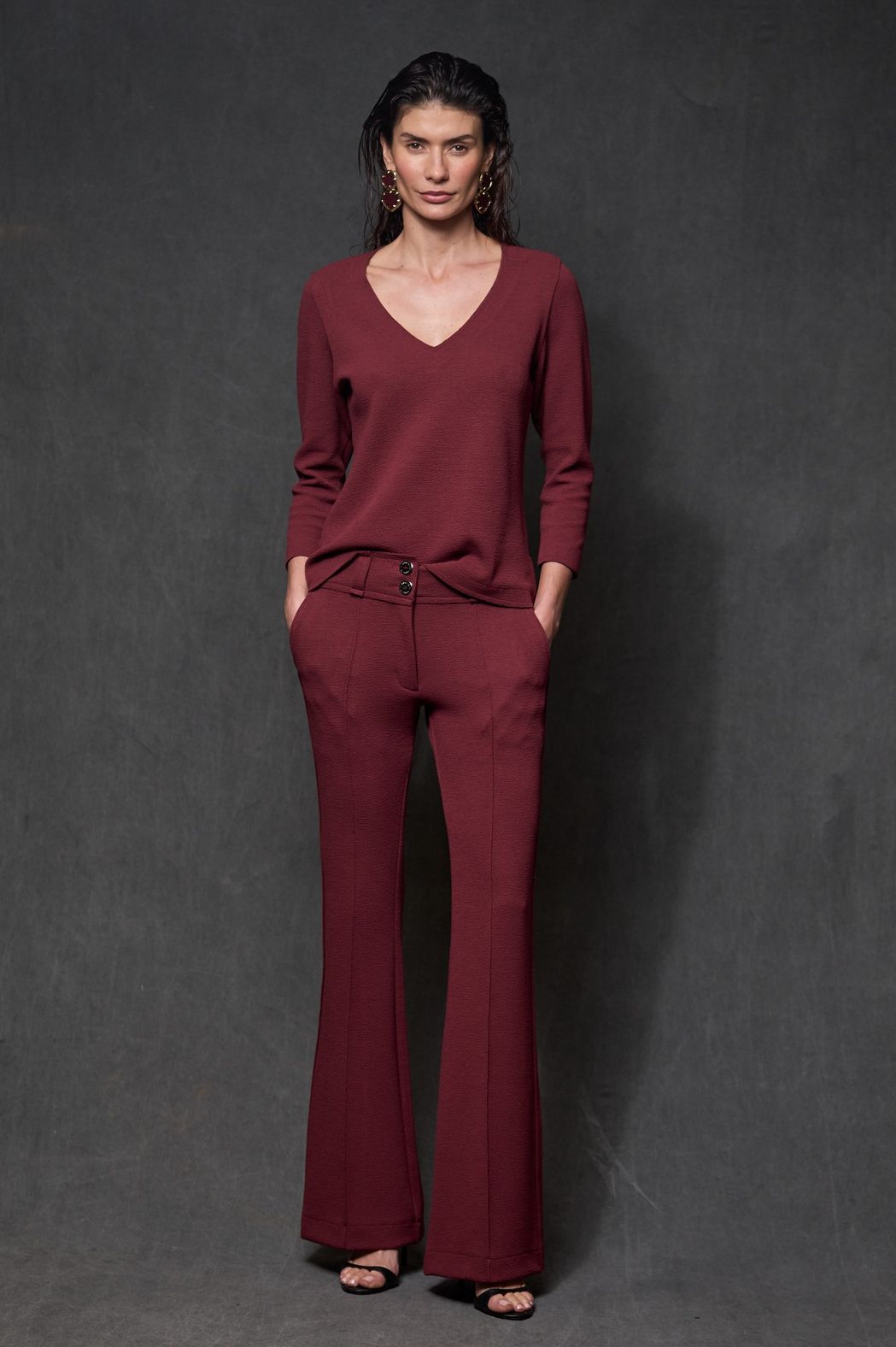 Blusa Malha Boucle Vinho Eloá