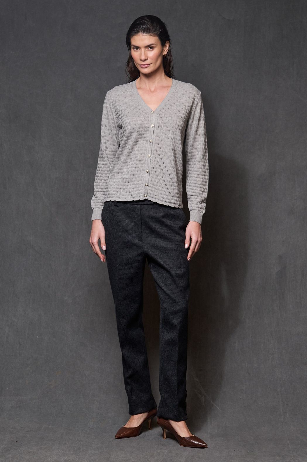 Cardigan Trico Cinza Monica