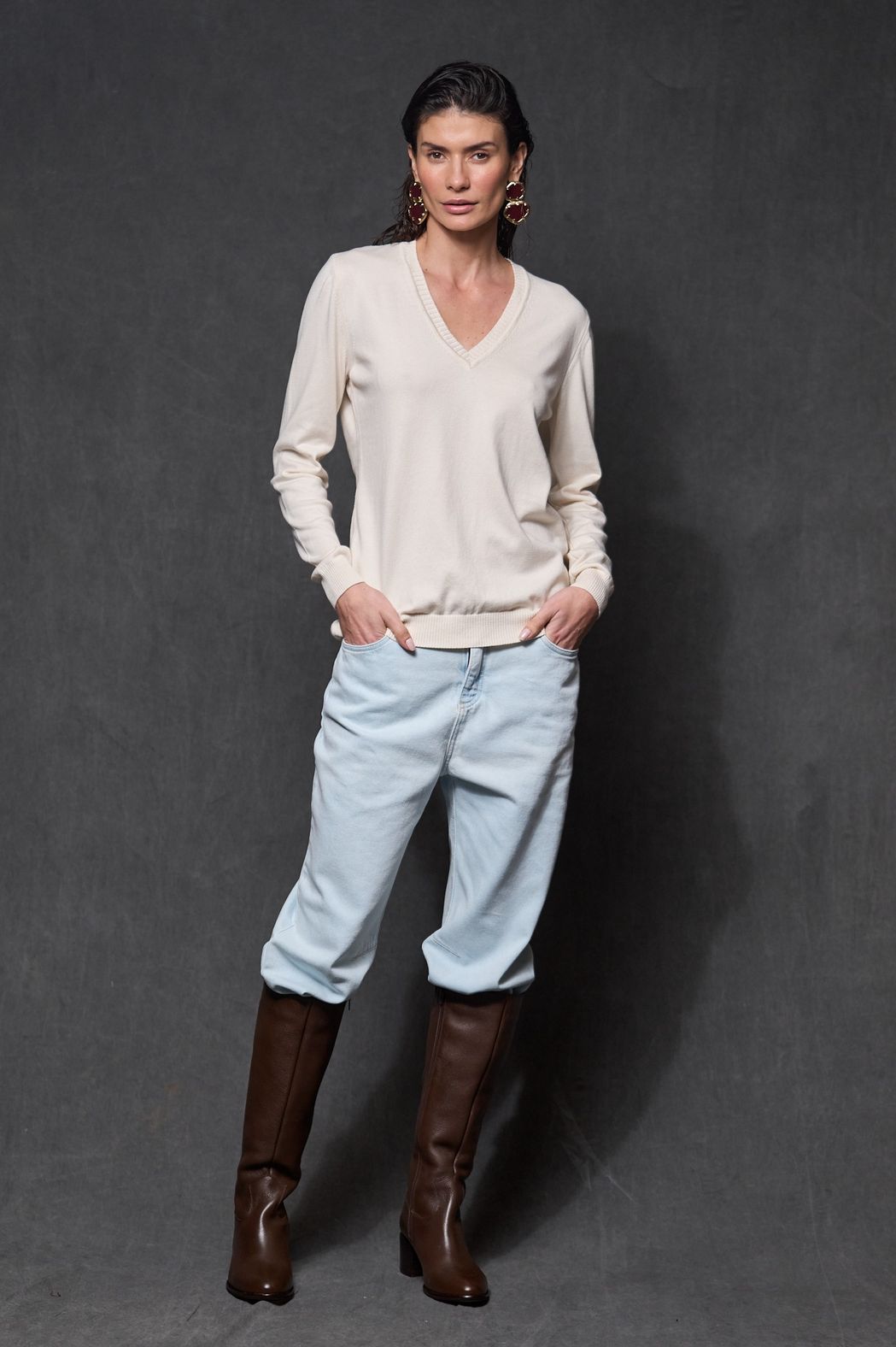 Blusa Manga Longa Trico Areia Mara