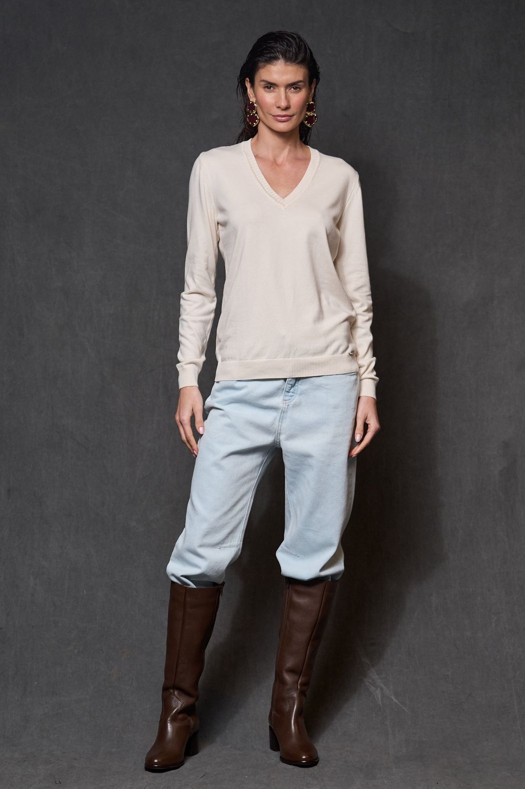 Blusa Manga Longa Trico Areia Mara