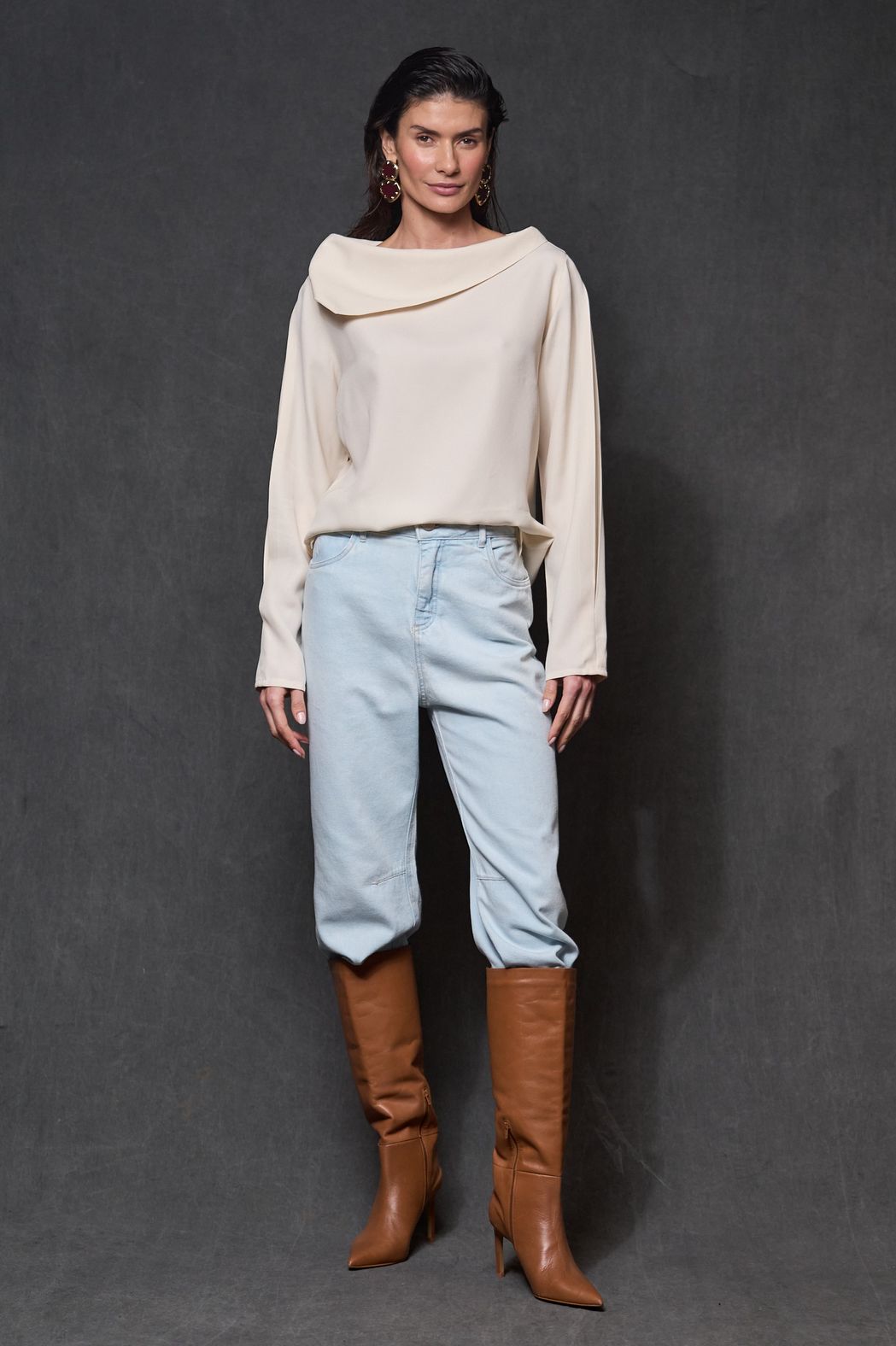 Blusa Crepe Areia Bruna