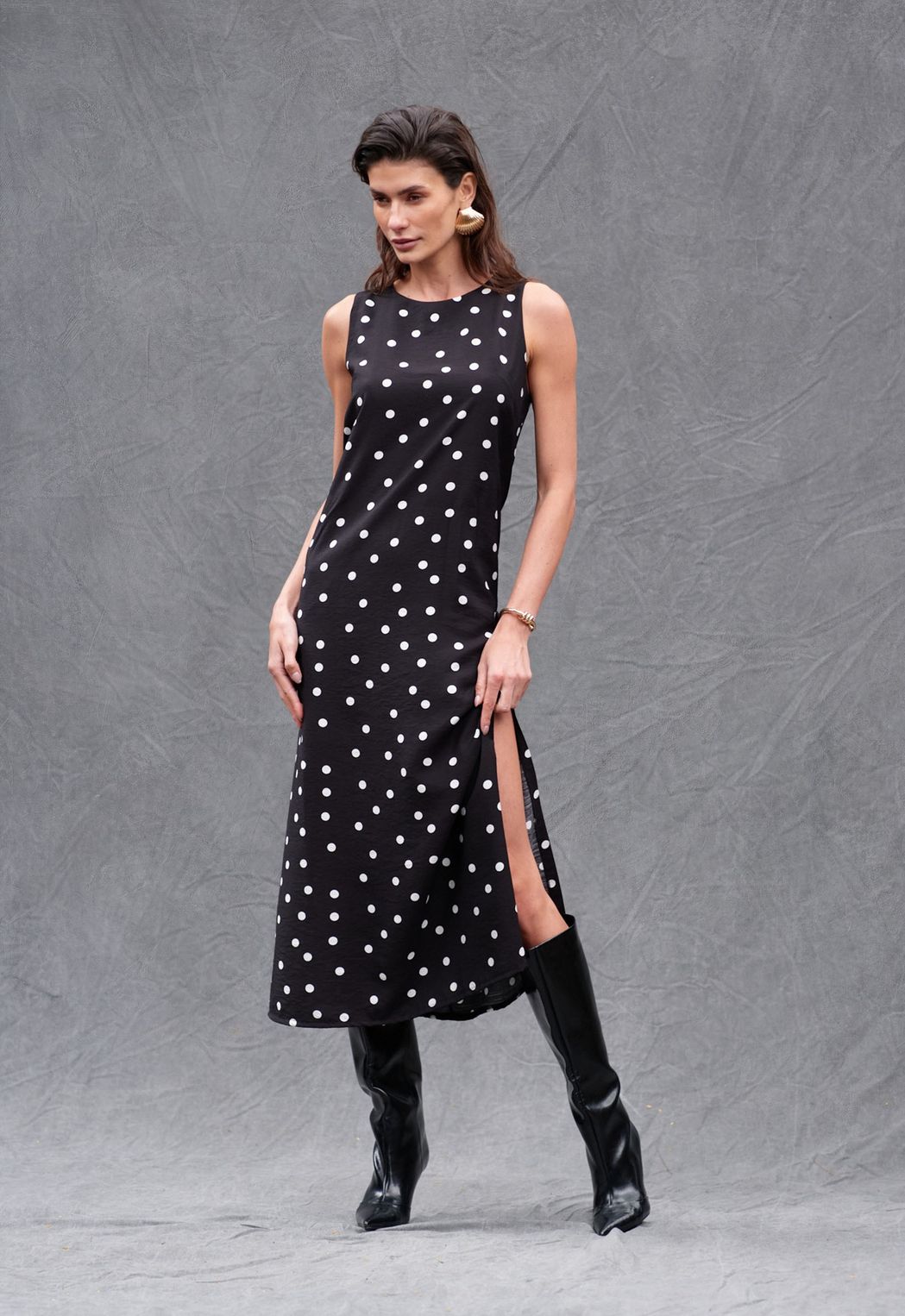 Vestido Midi Poá Marcele