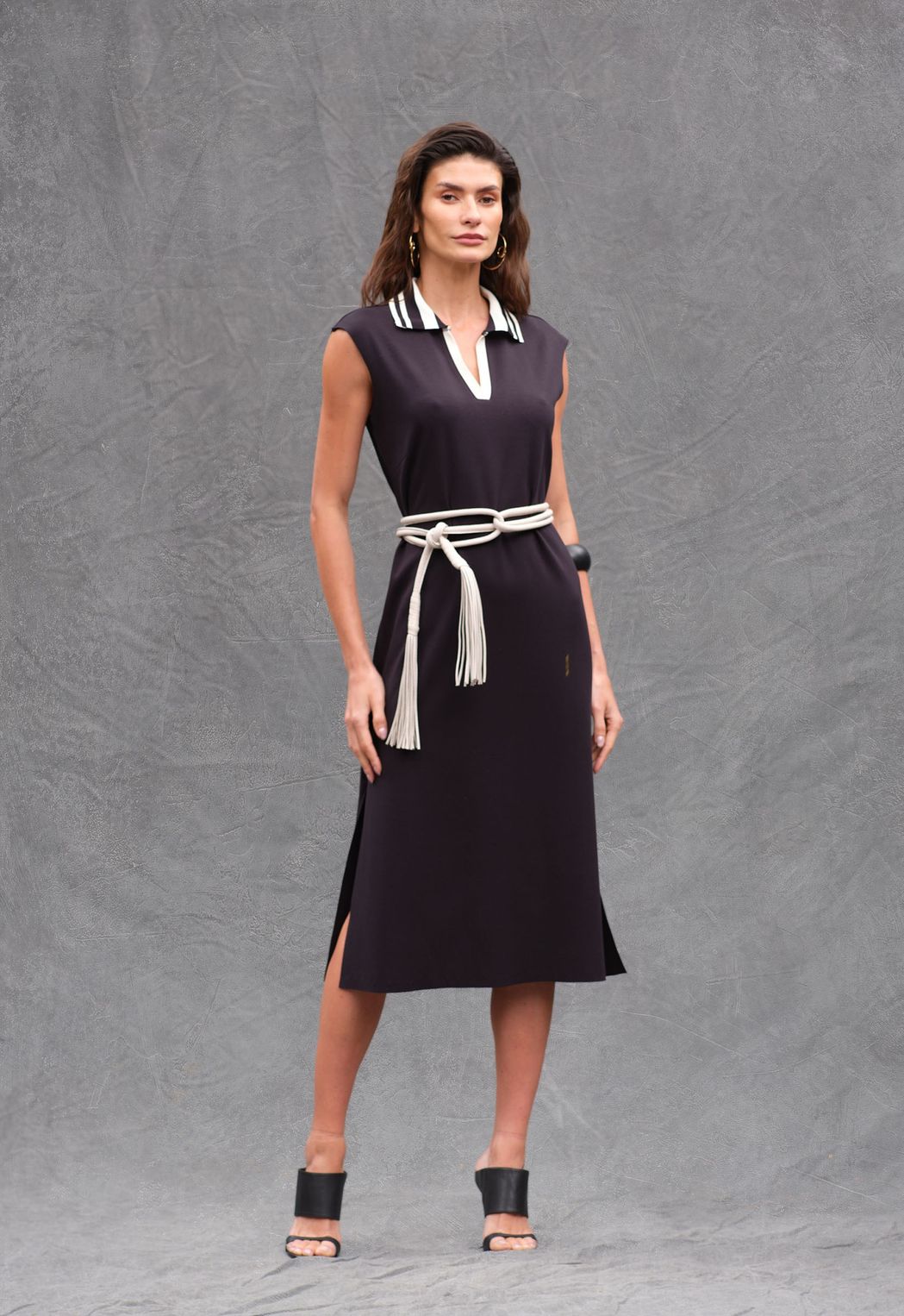 Vestido Malha Preto Rosa