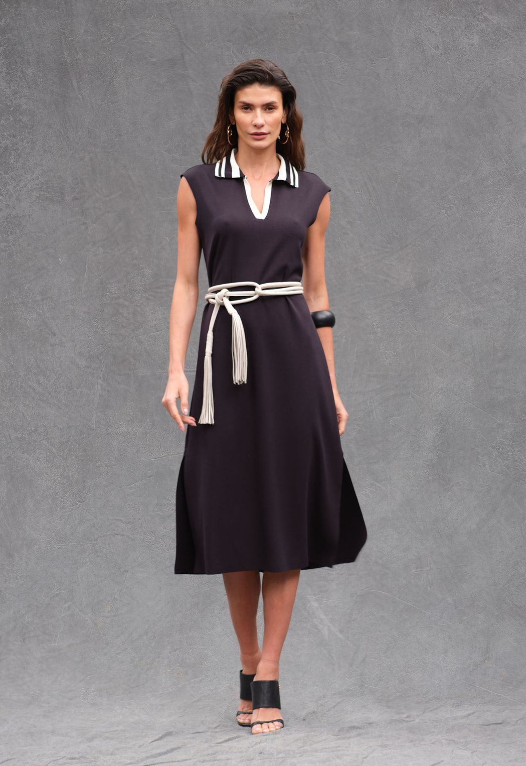 Vestido Malha Preto Rosa