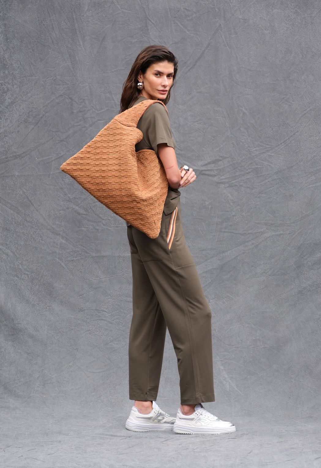 Bolsa Couro Tresse Camel Vanessa