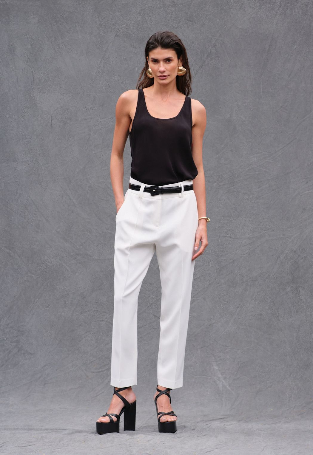 Cinto Fino Couro Croco Preto Katia