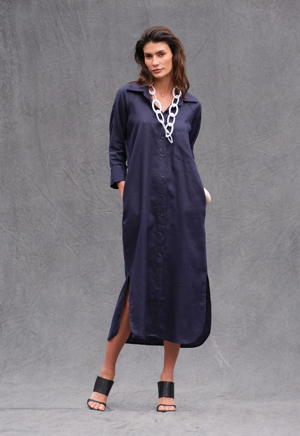 Chemise Linho Marinho Natalia CB