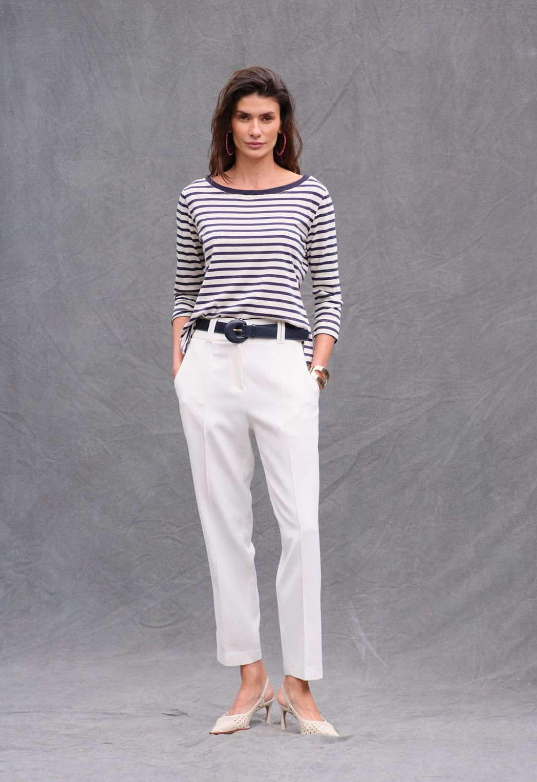 Blusa  Listrada Marinho Carolina