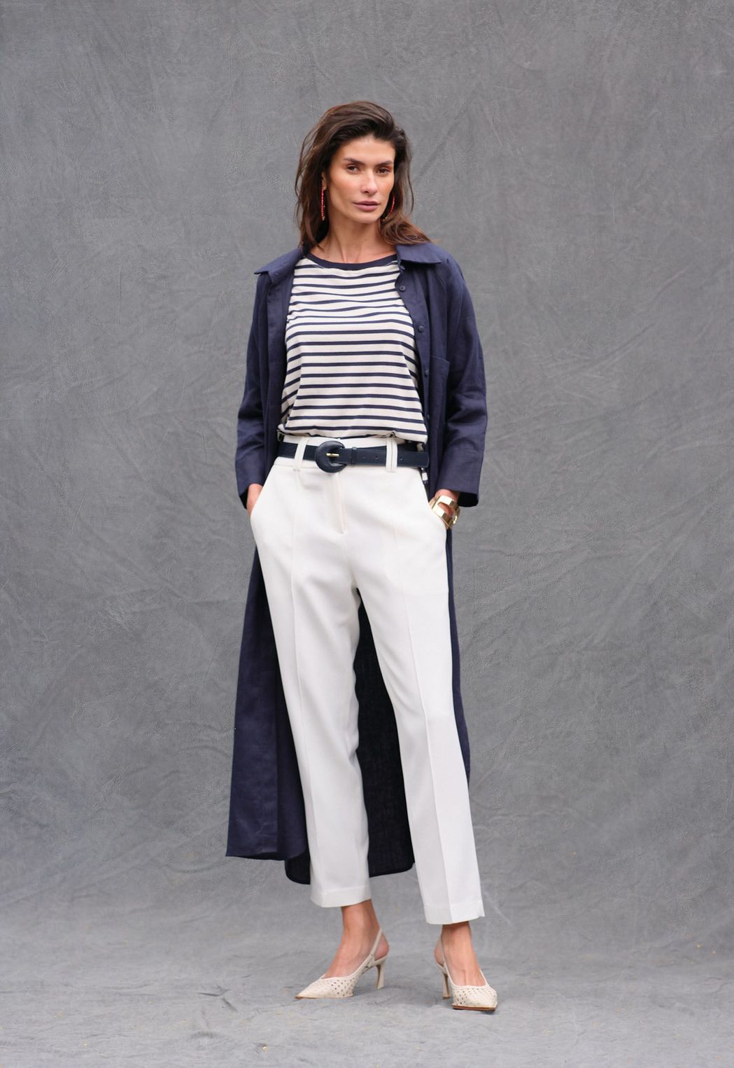 Blusa  Listrada Marinho Carolina