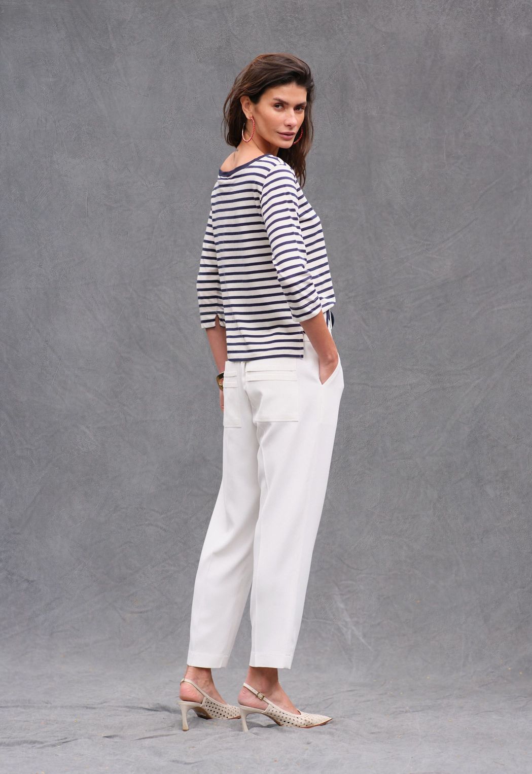 Blusa  Listrada Marinho Carolina