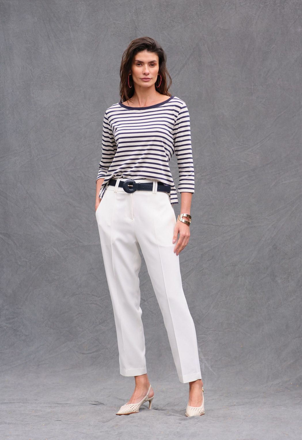 Blusa  Listrada Marinho Carolina