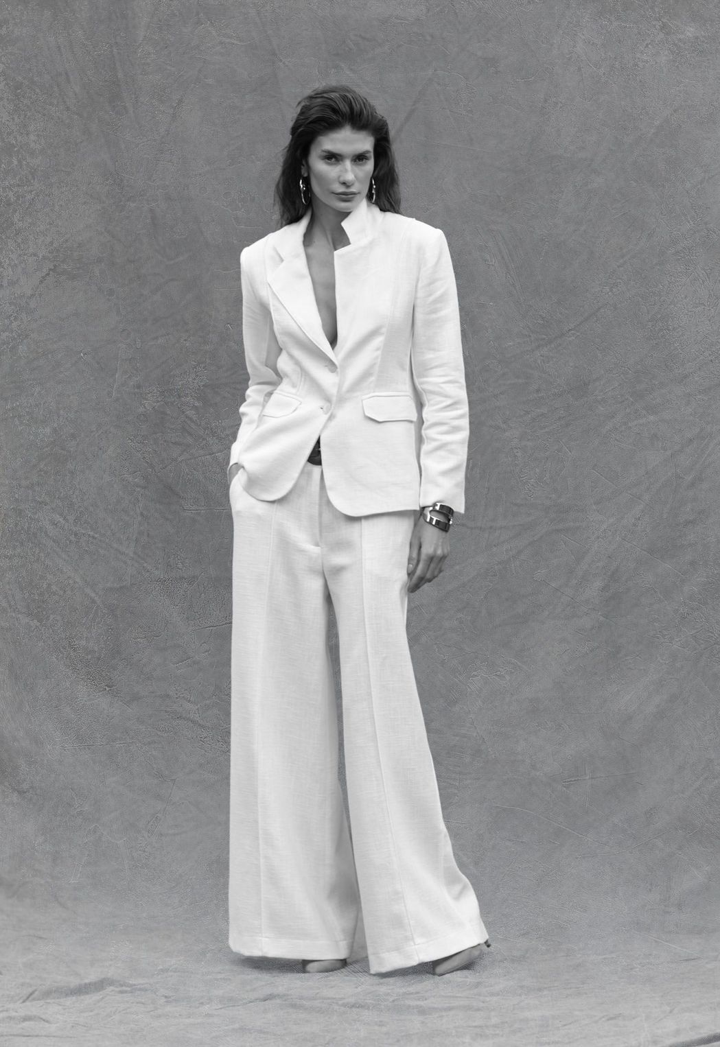 Calça Ampla Rami de Algodão Off White Vitória