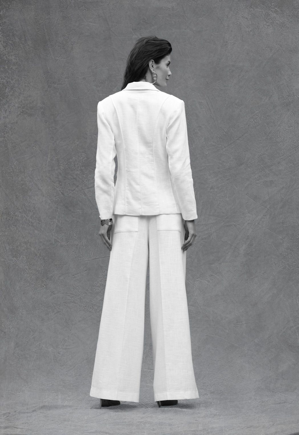 Calça Ampla Rami de Algodão Off White Vitória