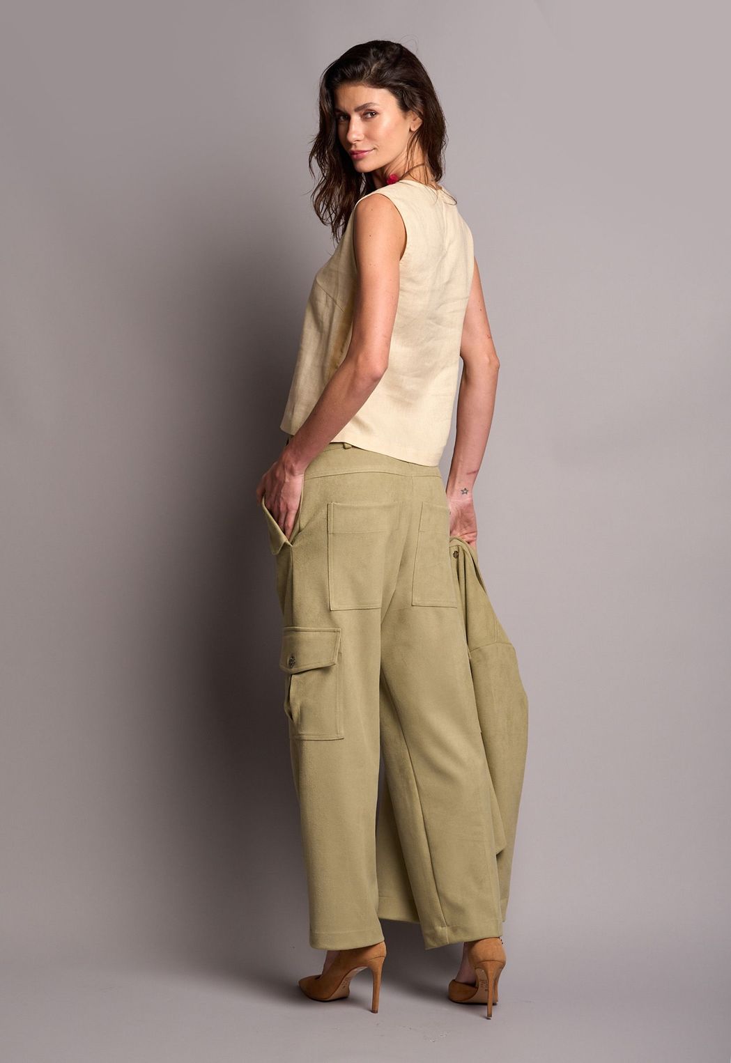 Calça Cargo Suede Verde Fabiana