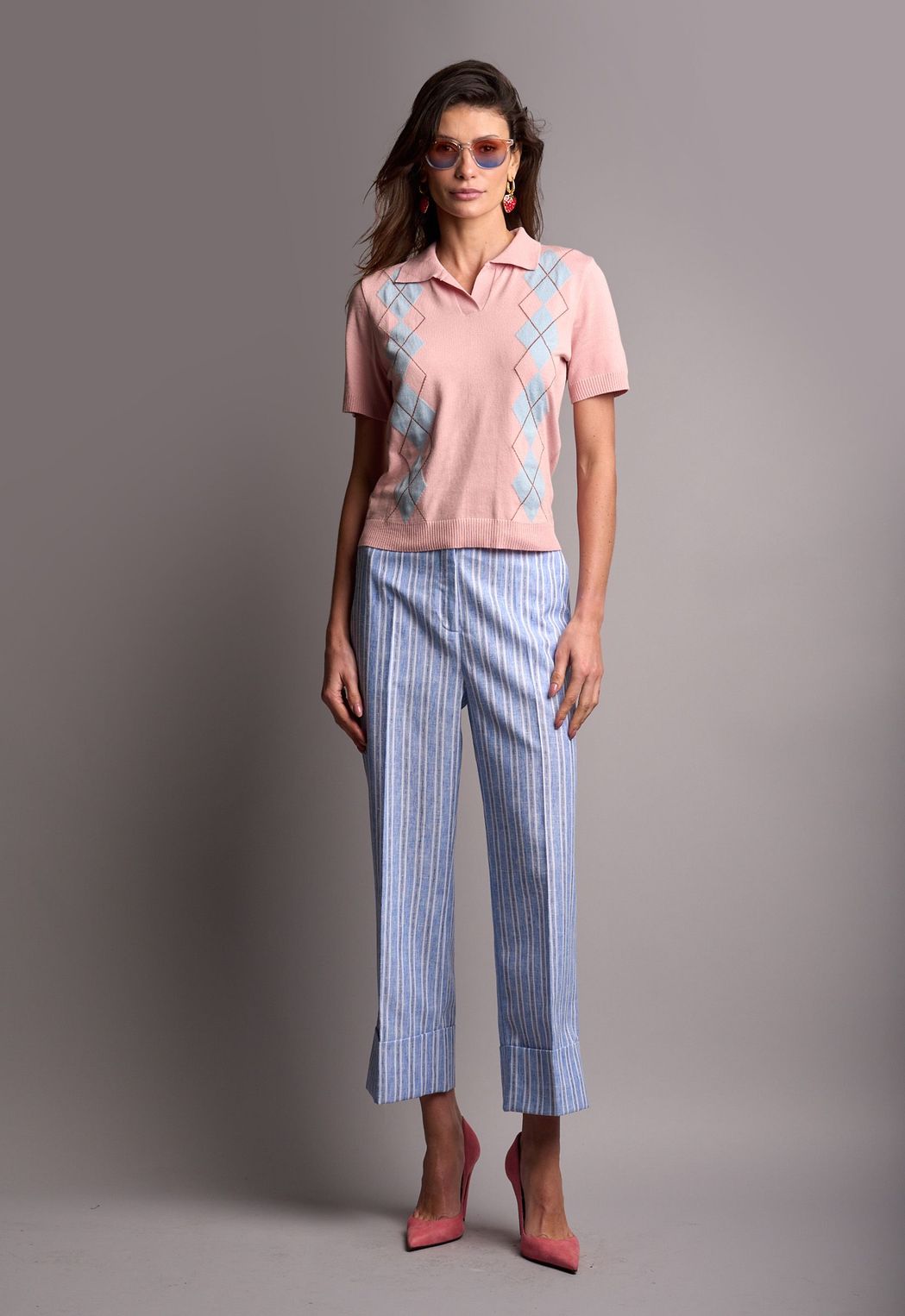 Polo Trico Jacquard Rosa Grazi