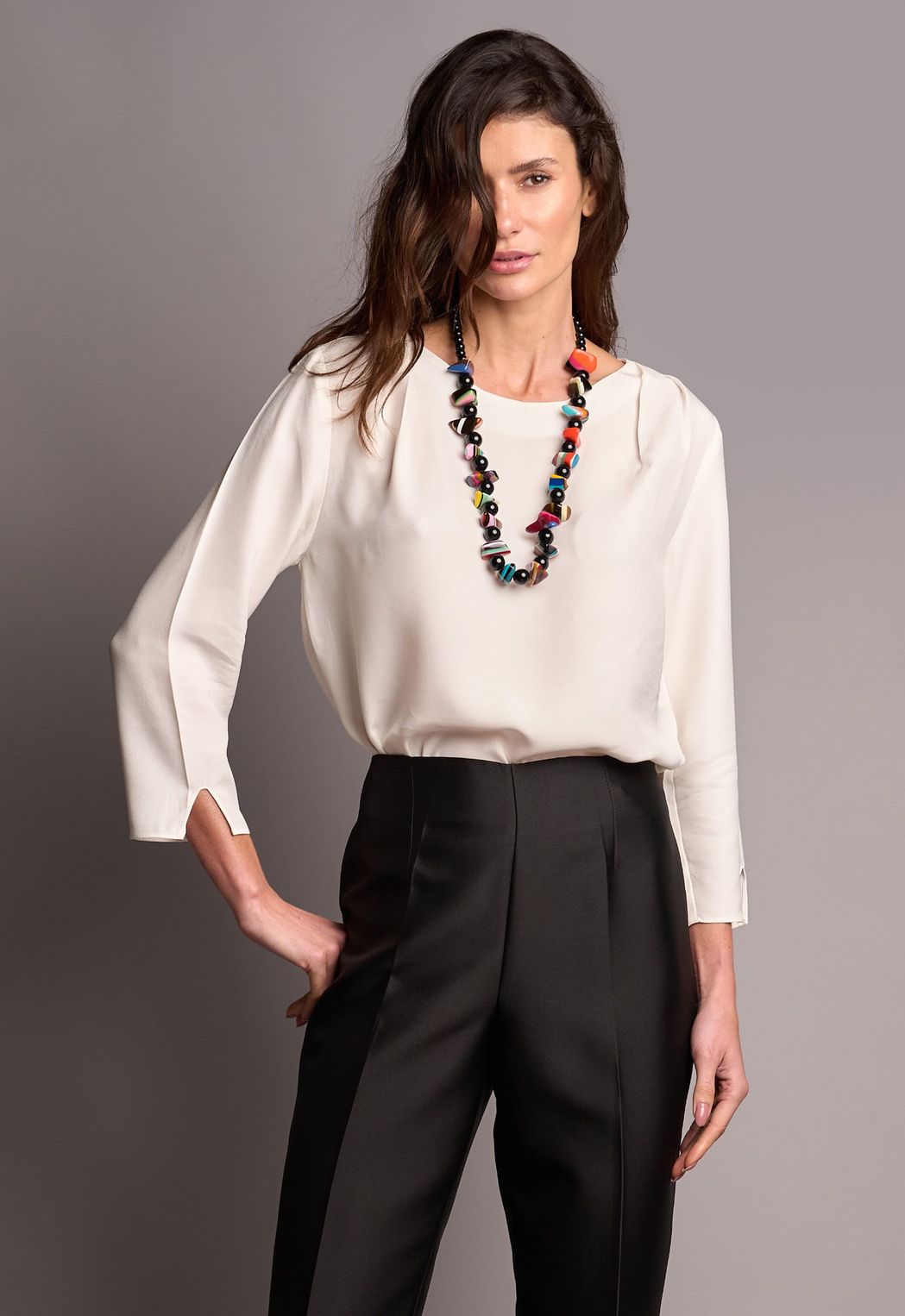 Blusa Manga Longa Off White Roberta