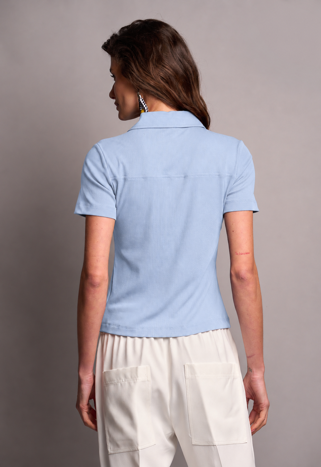 Blusa Polo Ribana  Azul Sandra