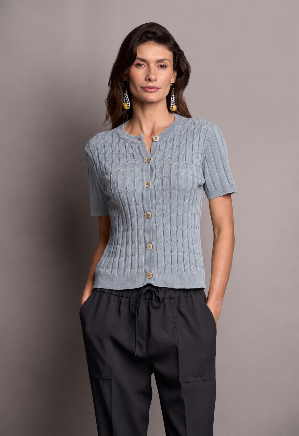 Blusa Trico Tranças Azul Suzy