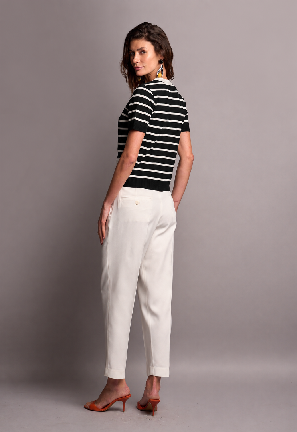 Blusa Trico Listrada Preto Simone