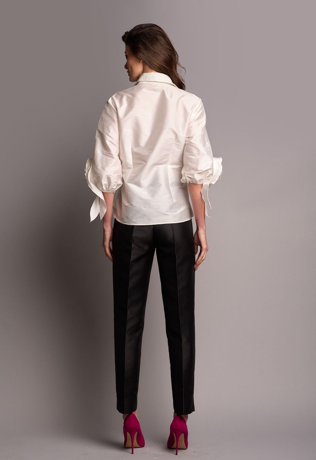 Camisa Tafetá Flor Off White Ivana