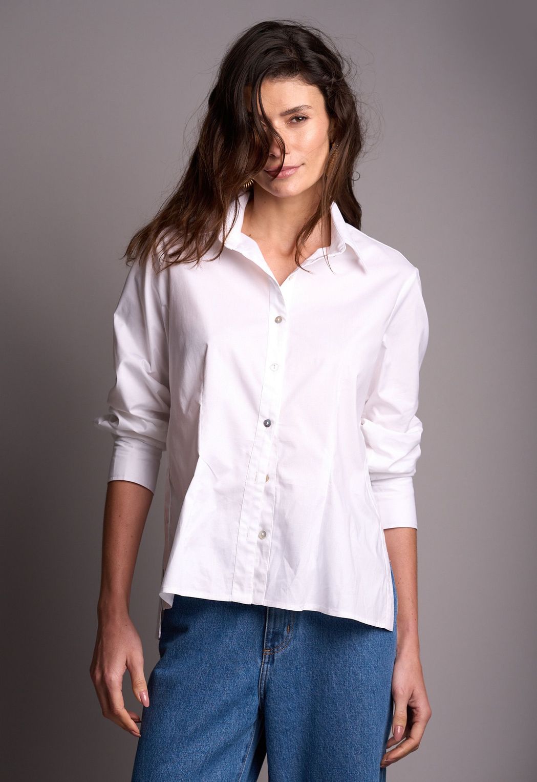 Camisa Tricoline Branco Vivian