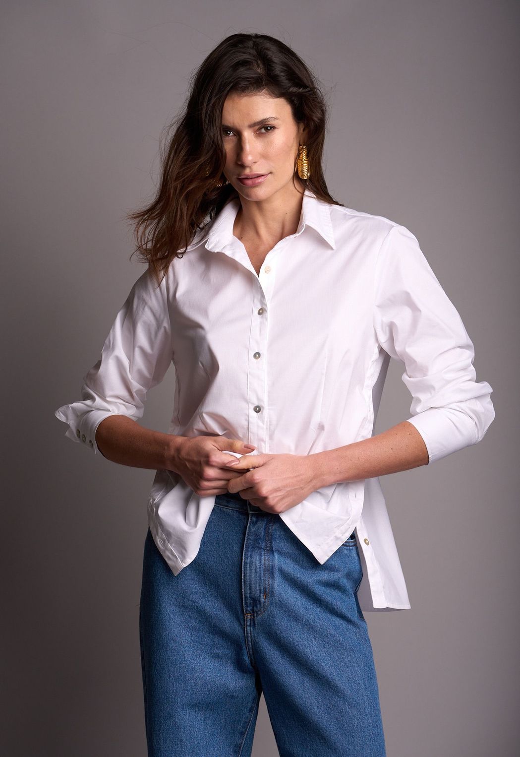 Camisa Tricoline Branco Vivian