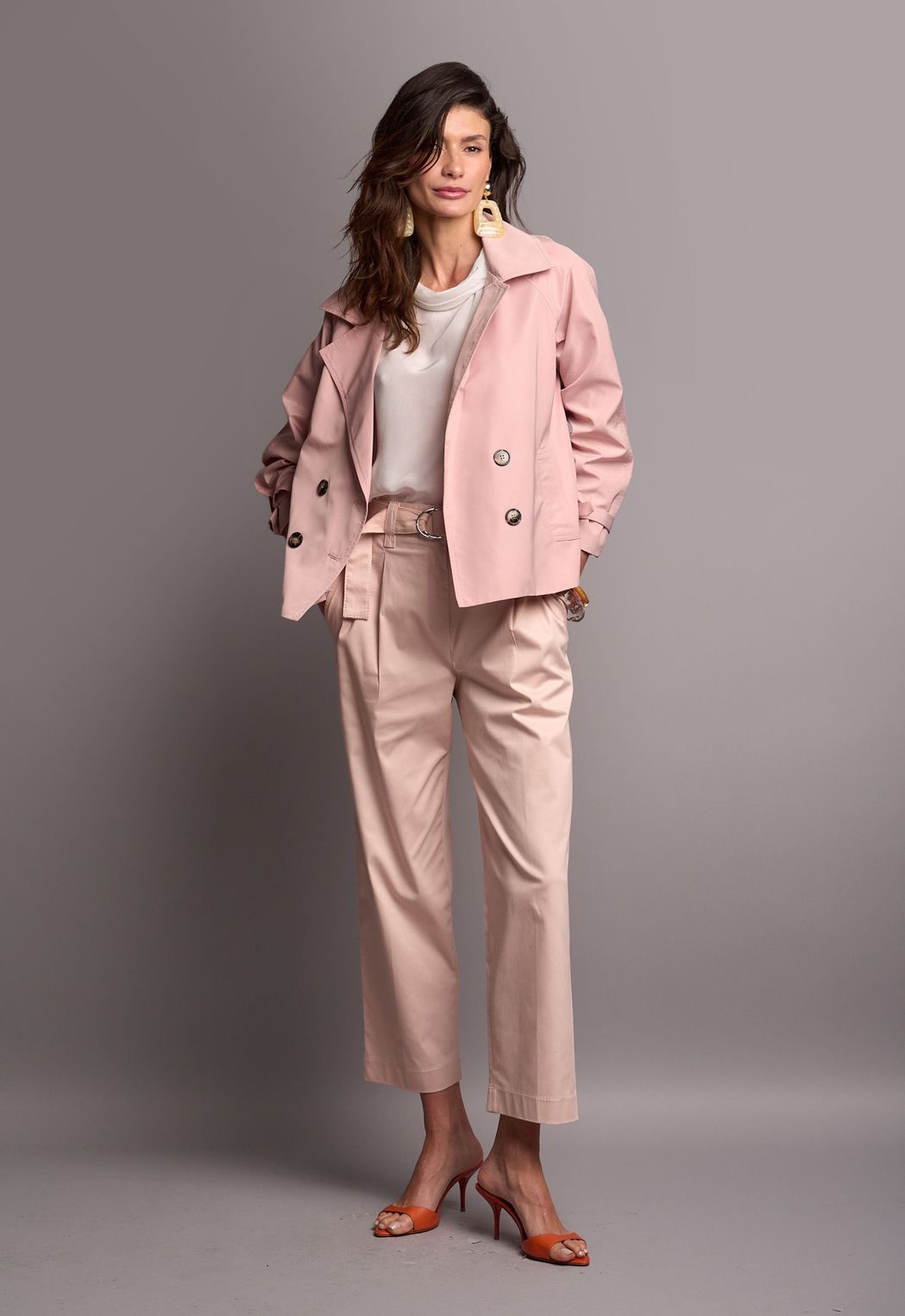 Trench Coat Curto Rosa Alegra CB