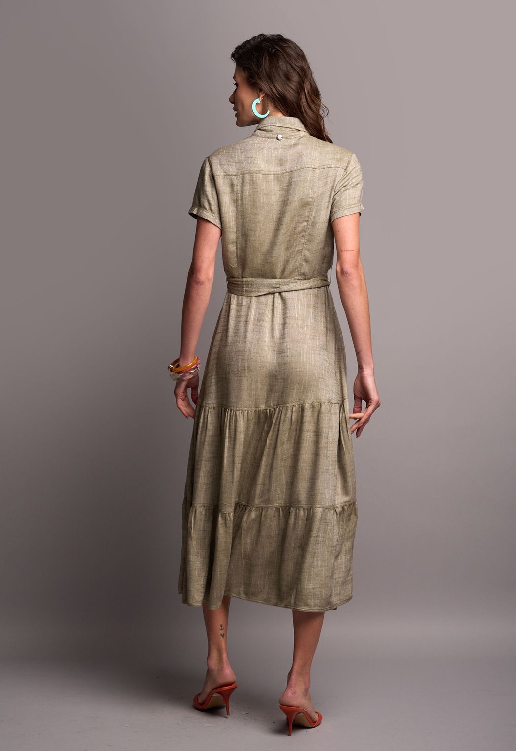 Vestido Chemise Viscolinho Verde Rafaela CB