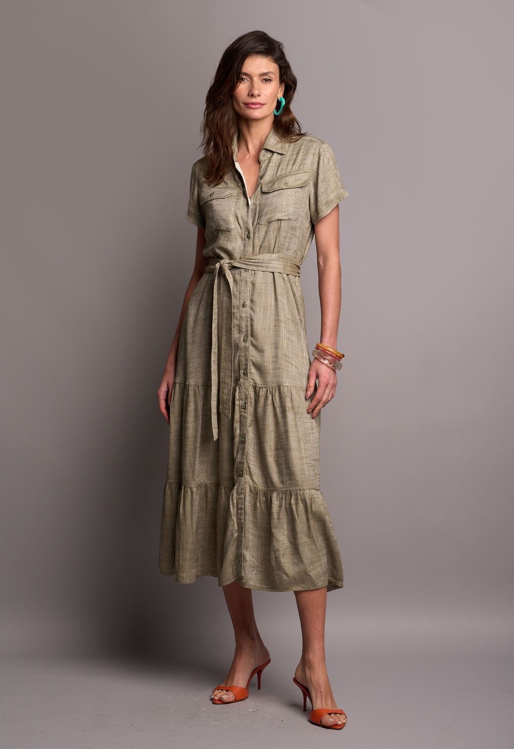 Vestido Chemise Viscolinho Verde Rafaela CB