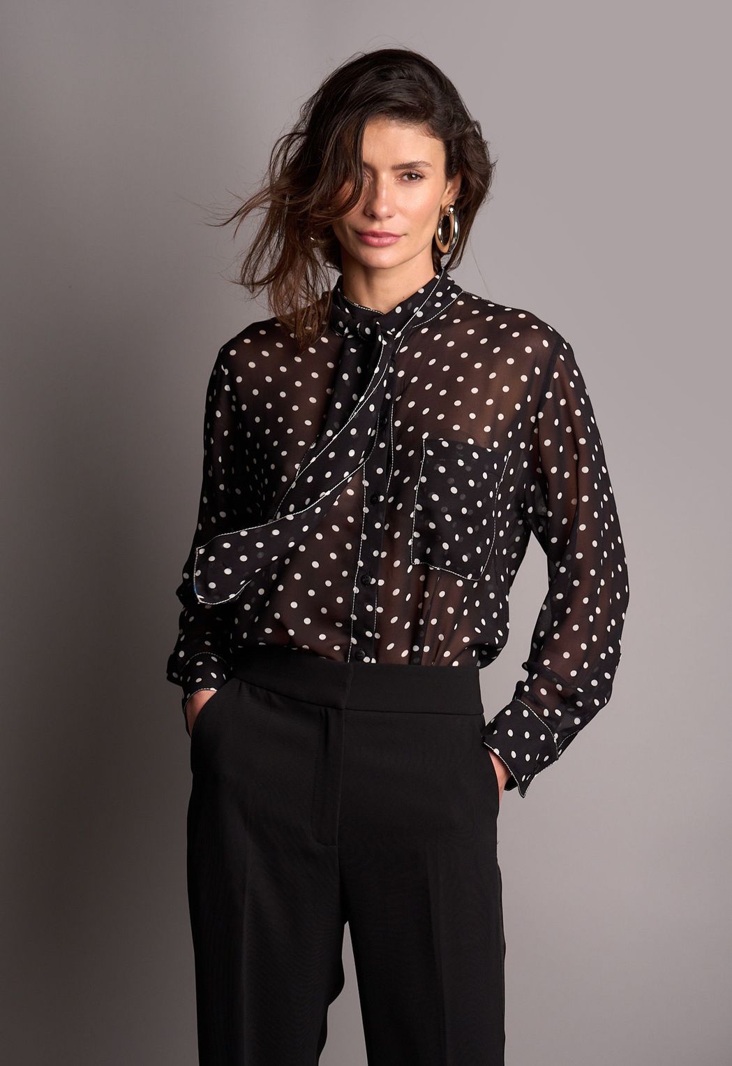 Camisa Crepe Poá Fabienne CB