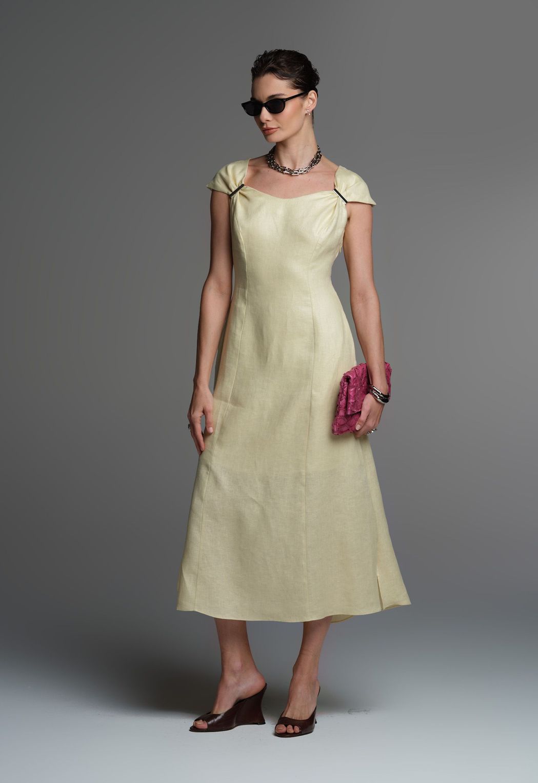 Vestido Linho Amarelo Laura