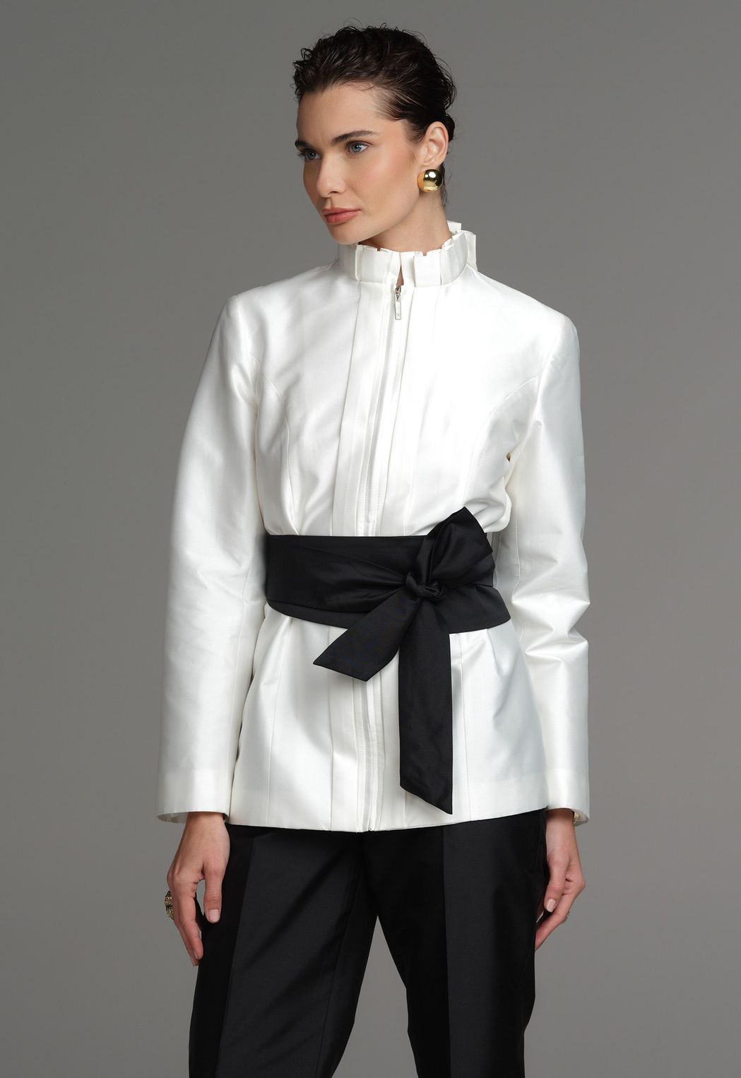 Blazer Tafetá Off White Leticia