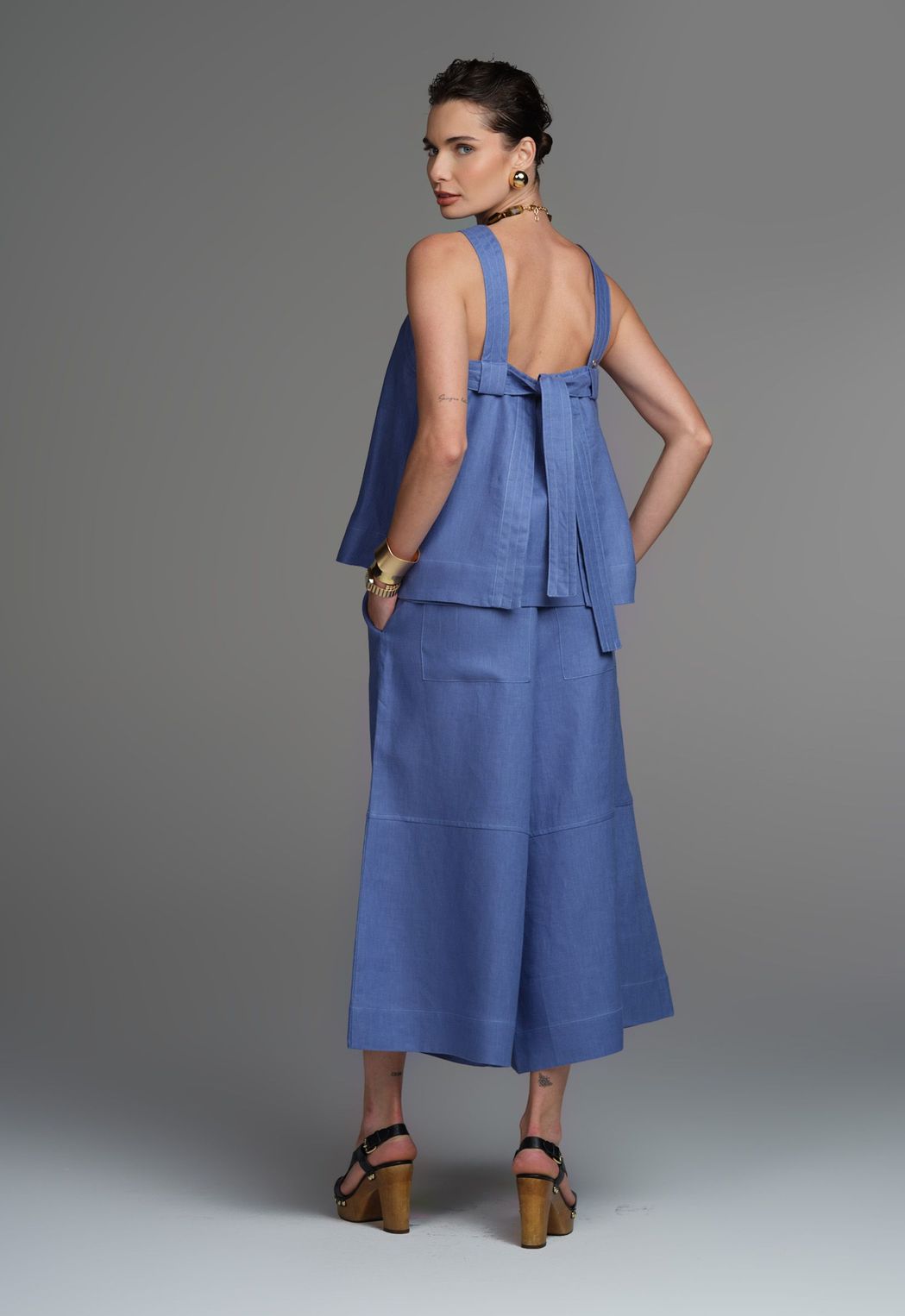 Regata Linho Azul Jeans Ully