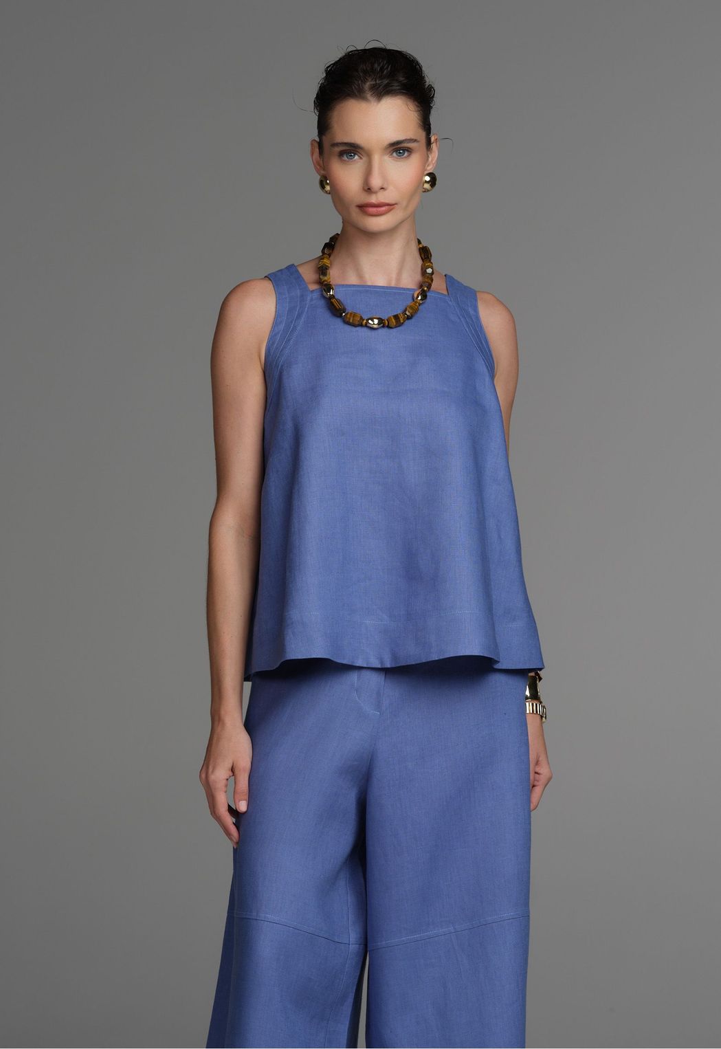 Regata Linho Azul Jeans Ully