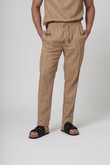 Calça com Elástico Neew Camel Linho