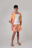 Kimono Manga Curta Lars Orange Mix Viscose - U