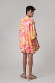 Kimono Manga Curta Lars Orange Mix Viscose - U