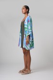 Kimono Manga Curta Lars Blue Mix Viscose - U