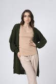 Cardigan Trico Pontão Verde Retilineo