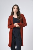 Cardigan Trico Pontão Ferrugem Retilineo