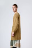 Cardigan Trico Pontão Camel Retilineo