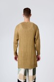 Cardigan Trico Pontão Camel Retilineo