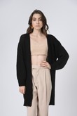 Cardigan Trico Pontão Preto Retilineo