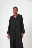 Vestido Camisão Longo Aura Preto Linho