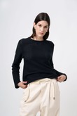 Blusa Manga Longa Poly Preto Brisa