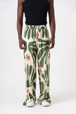 Calça ampla de viscose Filó Agave Green Barrado