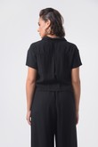 Camisa Cropped Vichy Preto Lyocel